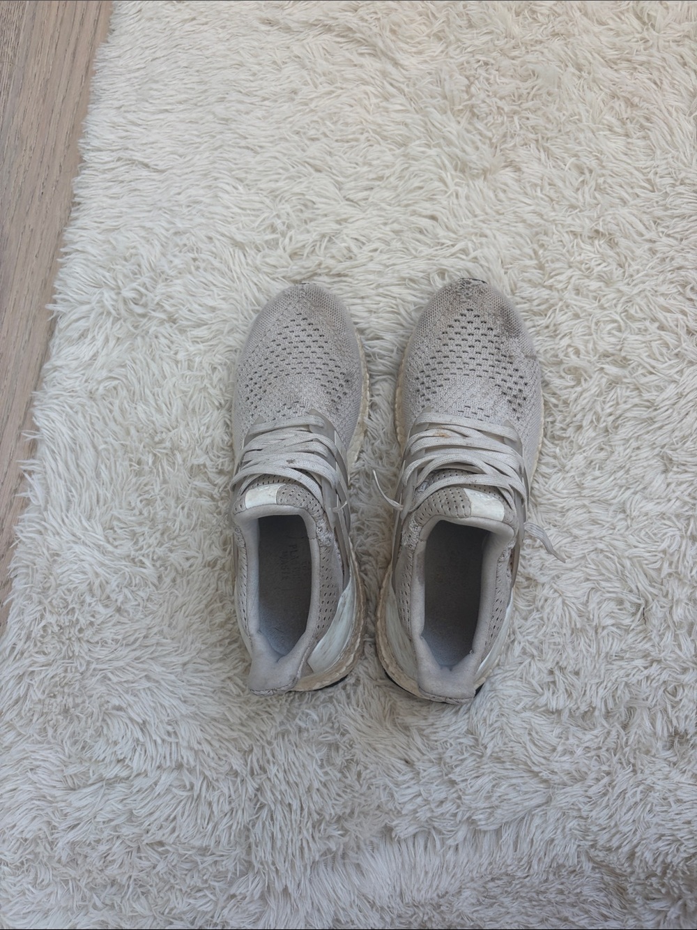 adidas Women’s Light Gray Knit Lace-Up Athletic Sneakers